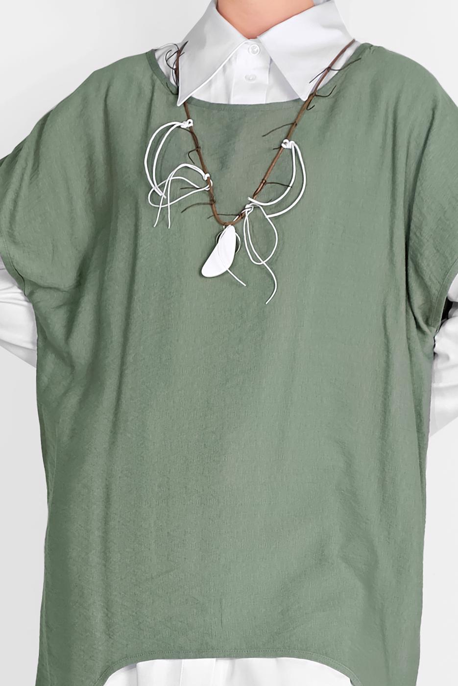 Tesettür giyim YEŞİL İKİLİ TUNİK 56208 