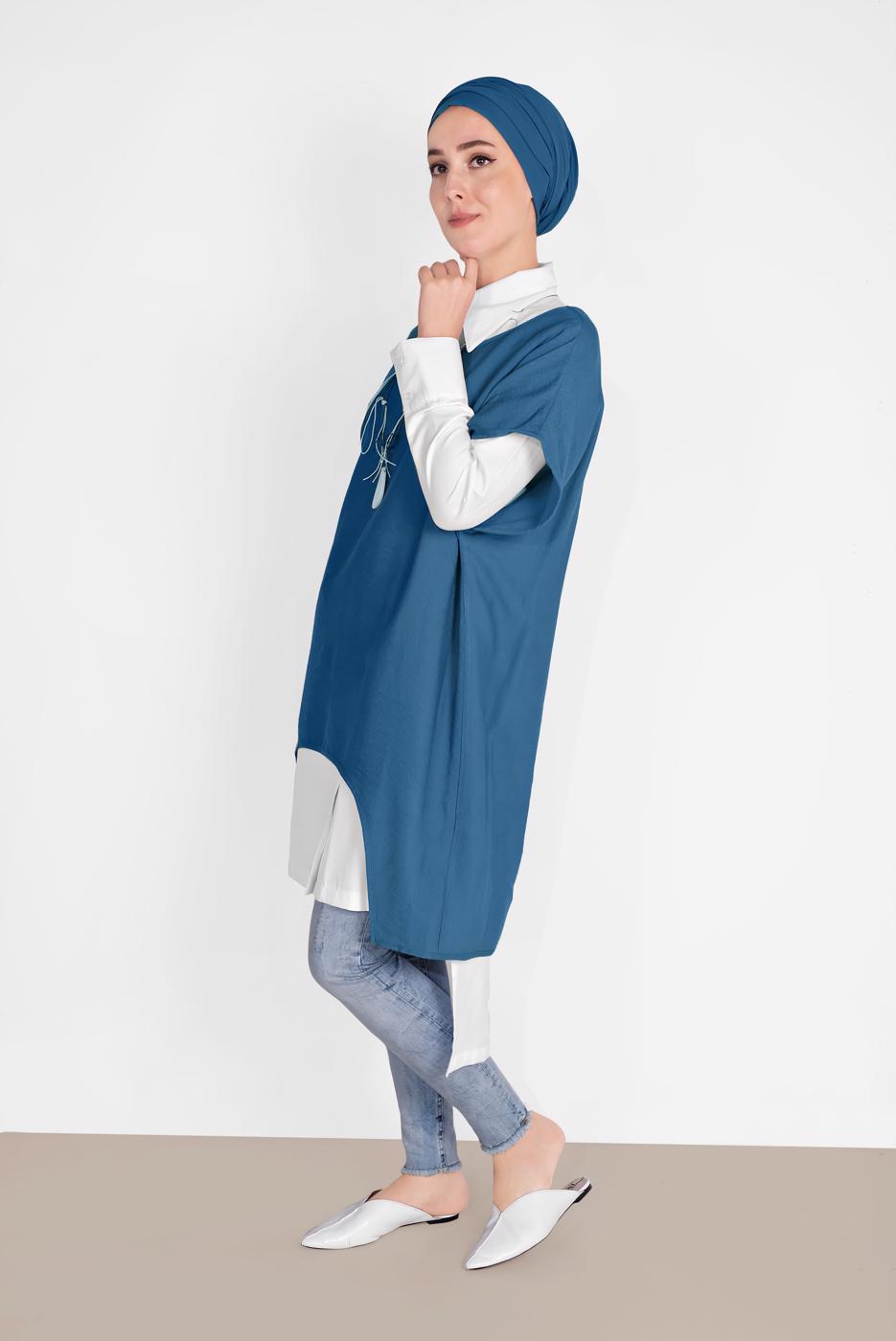 Tesettür giyim LACİVERT İKİLİ TUNİK 56208 