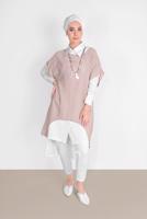 Tesettür giyim BEJ İKİLİ TUNİK 56208 