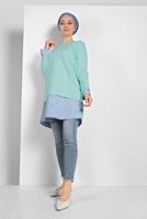 Tesettür giyim YEŞİL YUVARLAK YAKA TUNİK 66125