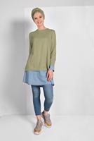 Tesettür giyim YEŞİL YUVARLAK YAKA TUNİK 66125