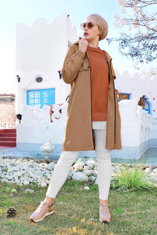 Tesettür giyim  detaylı tunik havası - TRENDTESETTÜR