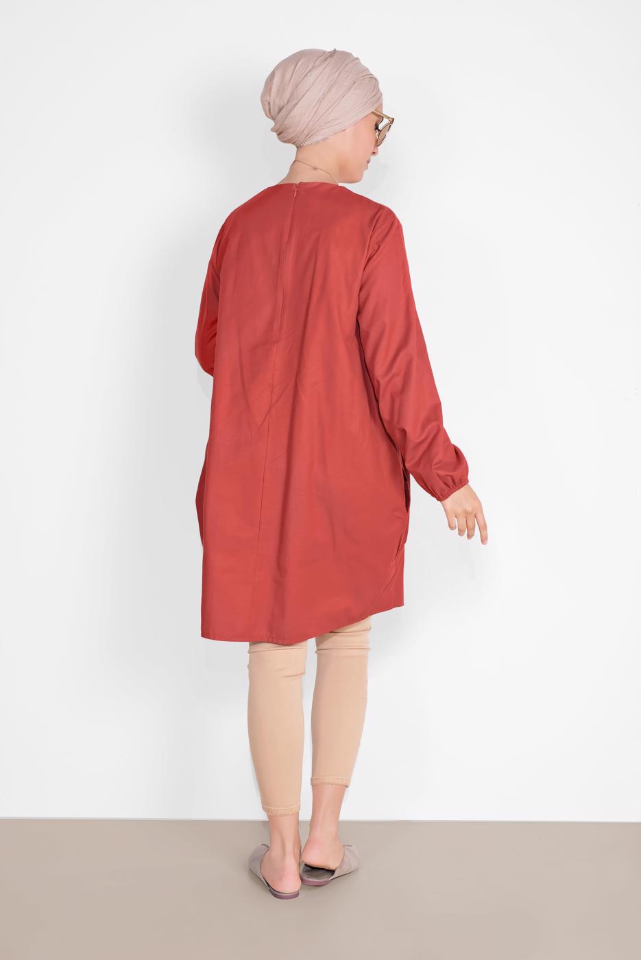 Tesettür giyim KAHVE SALAŞ CEPLİ TUNİK  71225