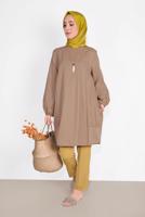 Tesettür giyim KAHVE SALAŞ CEPLİ TUNİK  71225