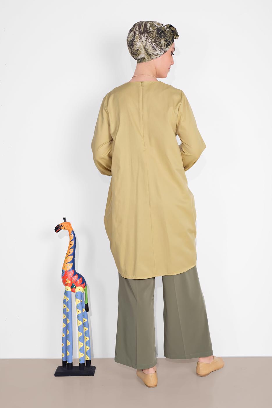 Tesettür giyim YEŞİL SALAŞ CEPLİ TUNİK  71225