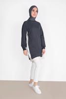 Tesettür giyim GRİ ETEK UCU GÜPÜRLÜ PARÇALI TUNİK 75025 