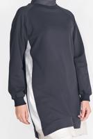 Tesettür giyim GRİ ETEK UCU GÜPÜRLÜ PARÇALI TUNİK 75025 