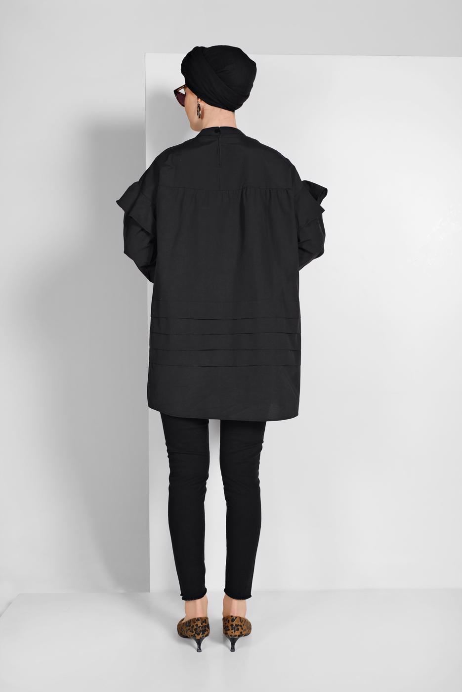 Hijab clothing BLACK SLEEVES-FLOUNCE TUNIC 77202