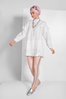 Hijab clothing CREAM SLEEVES-FLOUNCE TUNIC 77202