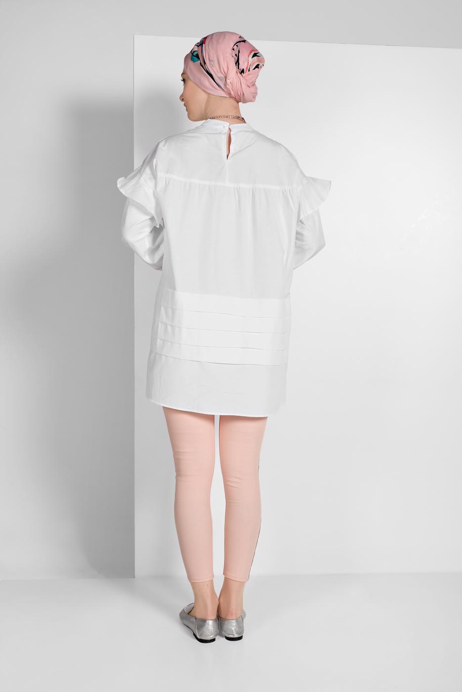 Hijab clothing CREAM SLEEVES-FLOUNCE TUNIC 77202