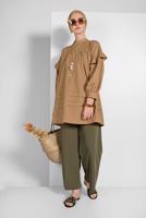 Vêtements hijab BRUN TUNIQUE MANCHES À VOLANTS 77202 