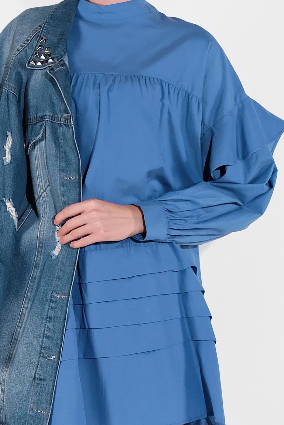 Hijab clothing NAVY BLUE SLEEVES-FLOUNCE TUNIC 77202