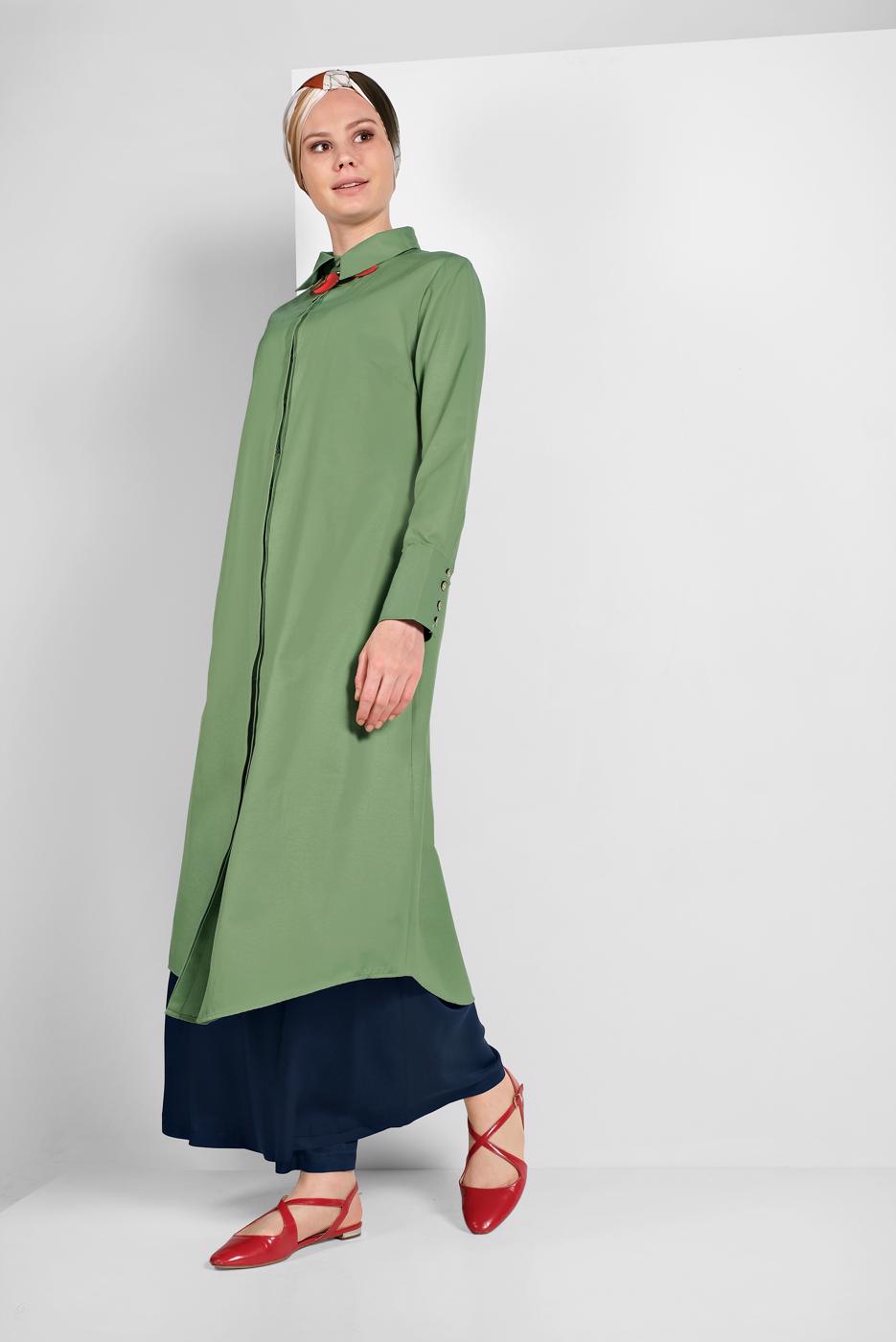 Hijab clothing GREEN BUTTONED SHIRT TUNIC 88225