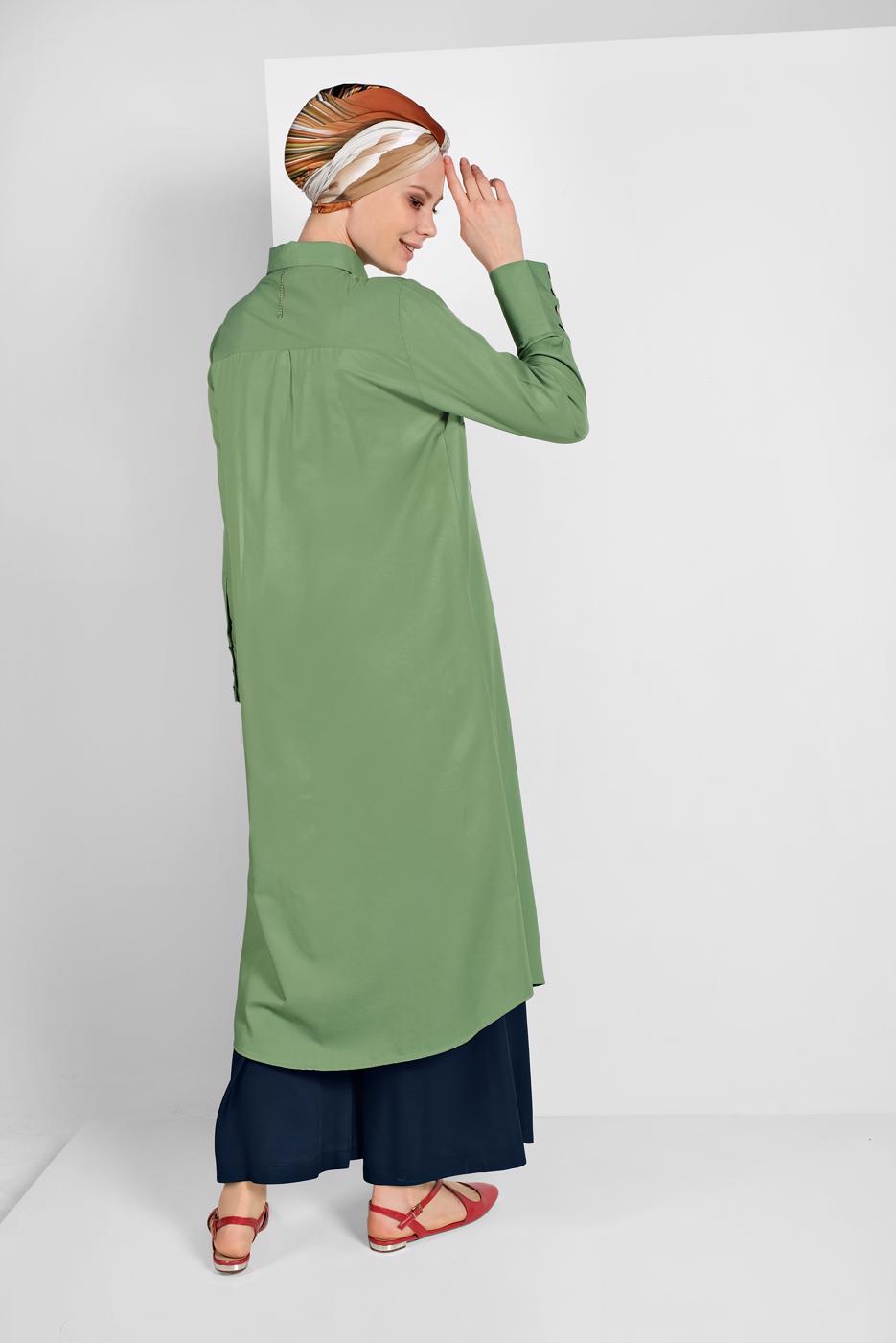 Hijab clothing GREEN BUTTONED SHIRT TUNIC 88225