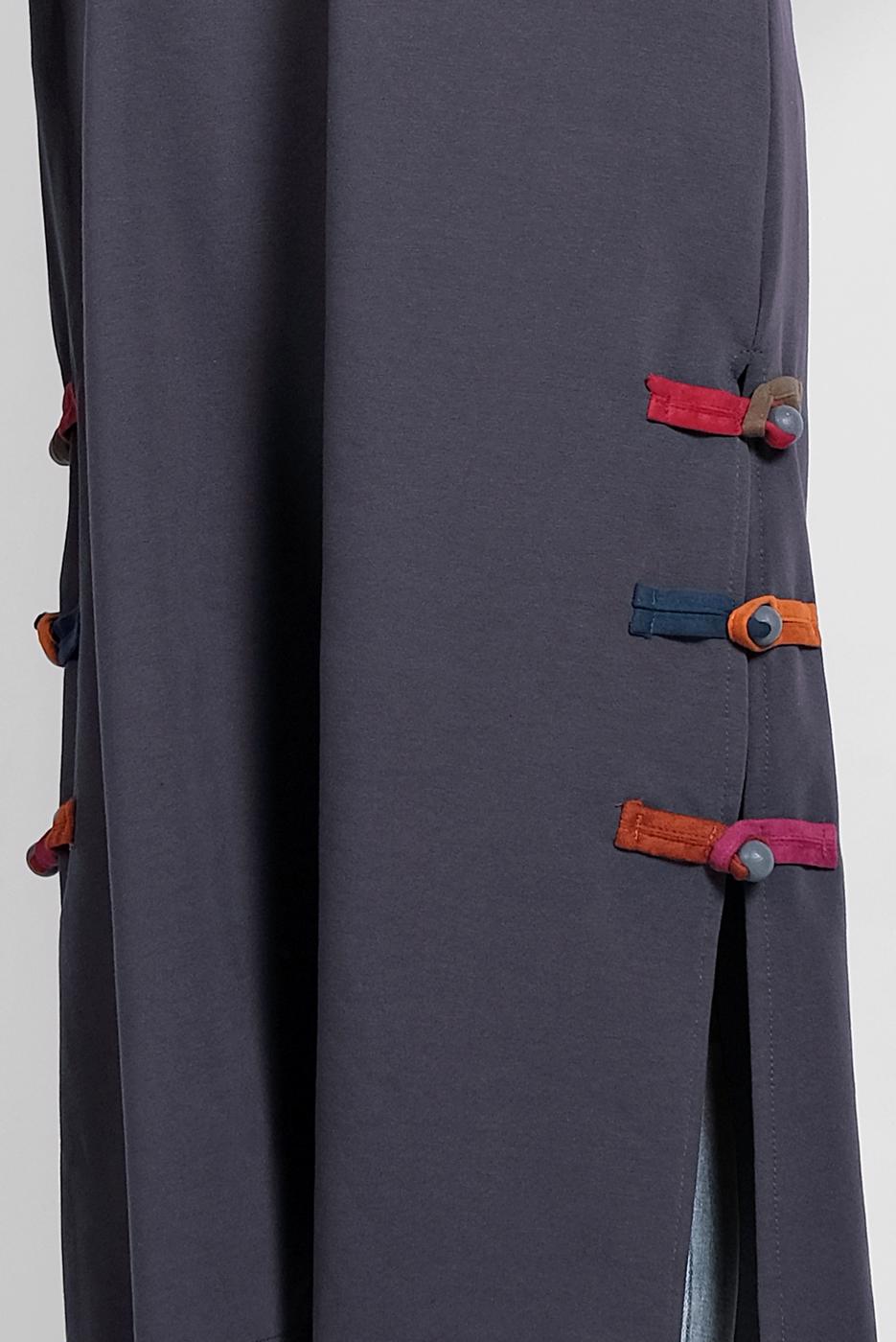 Tesettür giyim GRİ YAN KISIMLARI BİYE DETAYLI TUNİK 95805