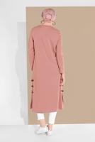 Tesettür giyim PEMBE YAN KISIMLARI BİYE DETAYLI TUNİK 95805