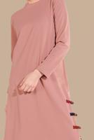 Tesettür giyim PEMBE YAN KISIMLARI BİYE DETAYLI TUNİK 95805
