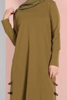 Tesettür giyim YEŞİL YAN KISIMLARI BİYE DETAYLI TUNİK 95805