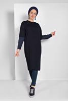 Tesettür giyim LACİVERT KOL KISMI DETAYLI TUNİK 98225