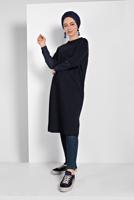 Tesettür giyim LACİVERT KOL KISMI DETAYLI TUNİK 98225