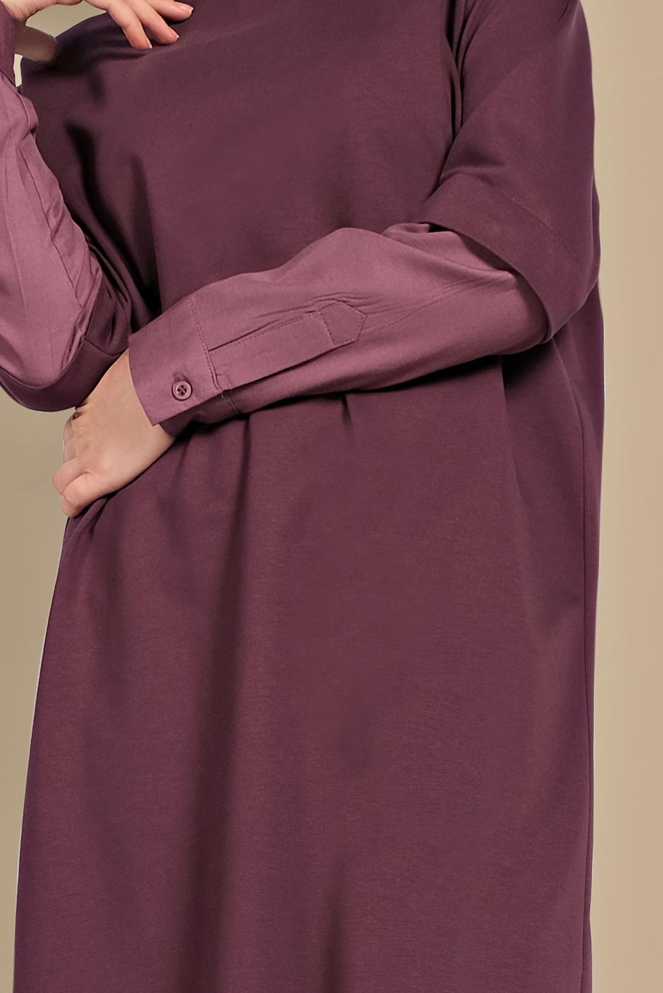 Tesettür giyim PEMBE KOL KISMI DETAYLI TUNİK 98225