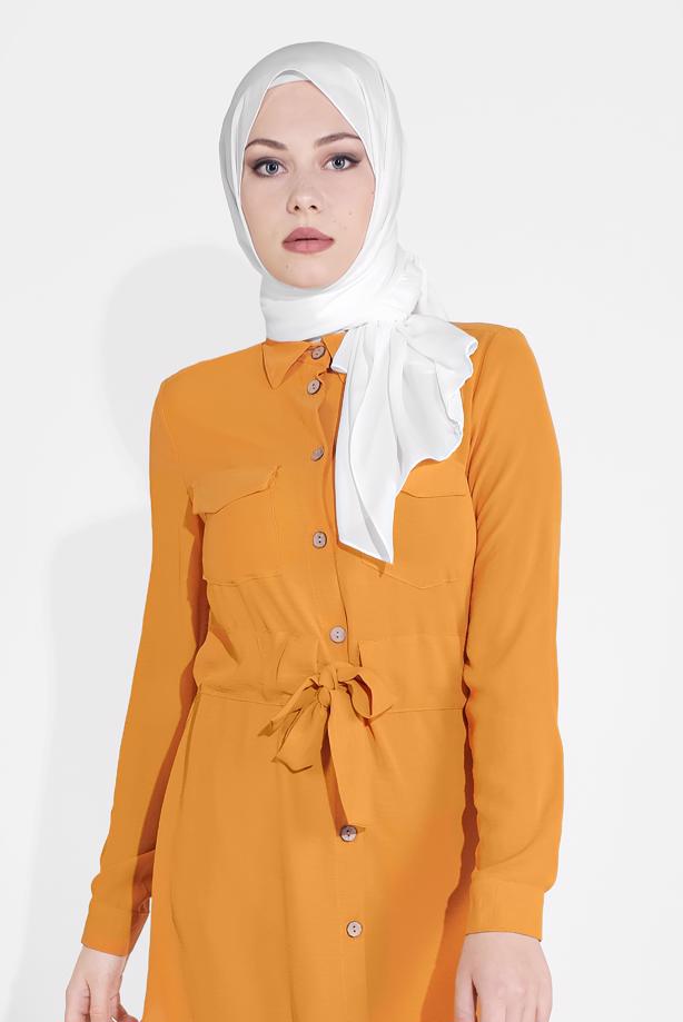 Vêtements hijab  TIE-FRONT BUTTON TRIMMED TUNIC 0111 - TRENDTESETTÜR