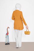 Vêtements hijab ORANGE TUNIQUE À BOUTONÉE TAILLE NOUÉE 0111 