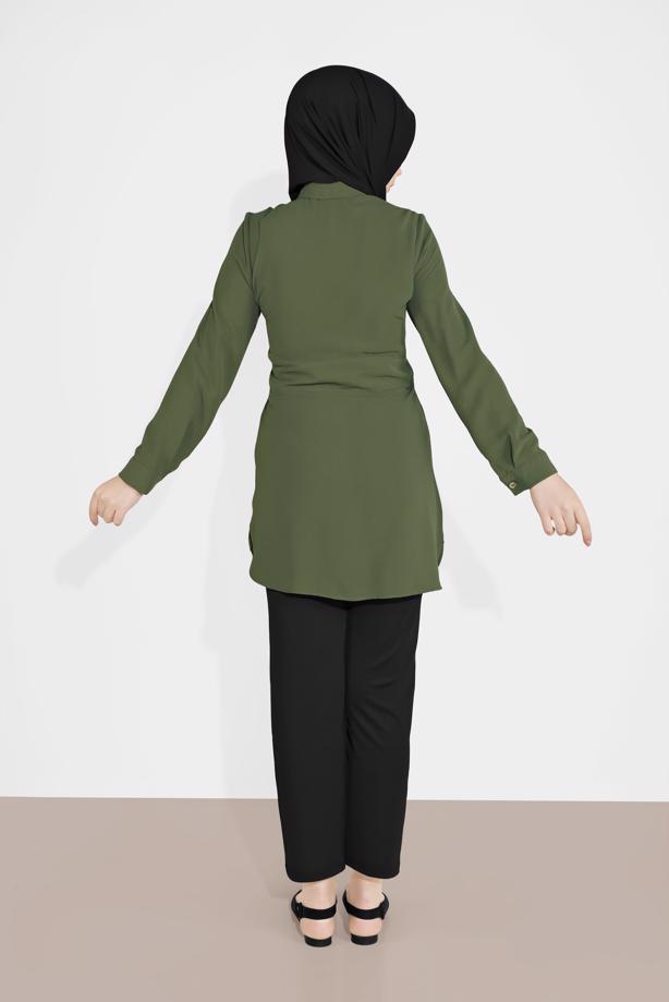 Vêtements hijab  TIE-FRONT BUTTON TRIMMED TUNIC 0111 - TRENDTESETTÜR