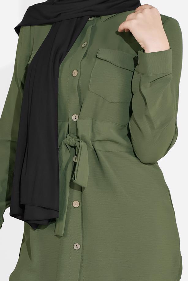Vêtements hijab  TIE-FRONT BUTTON TRIMMED TUNIC 0111 - TRENDTESETTÜR