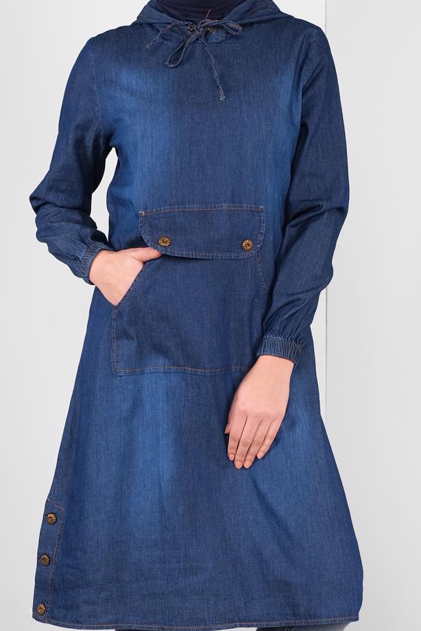 Vêtements hijab  HOODED DENIM TUNIC 201  - TRENDTESETTÜR