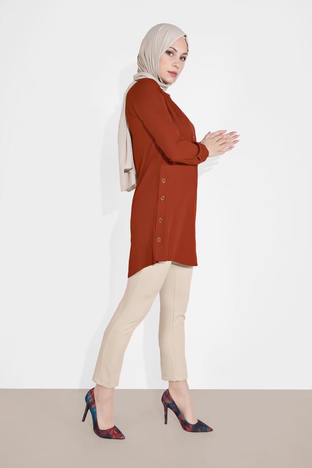 Tesettür giyim  DÜĞME DETAYLI KLASİK TUNİK 0911 - TRENDTESETTÜR