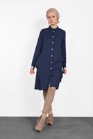 Tesettür giyim LACİVERT FIRFIR DETAYLI DÜĞMELİ TUNİK 0945