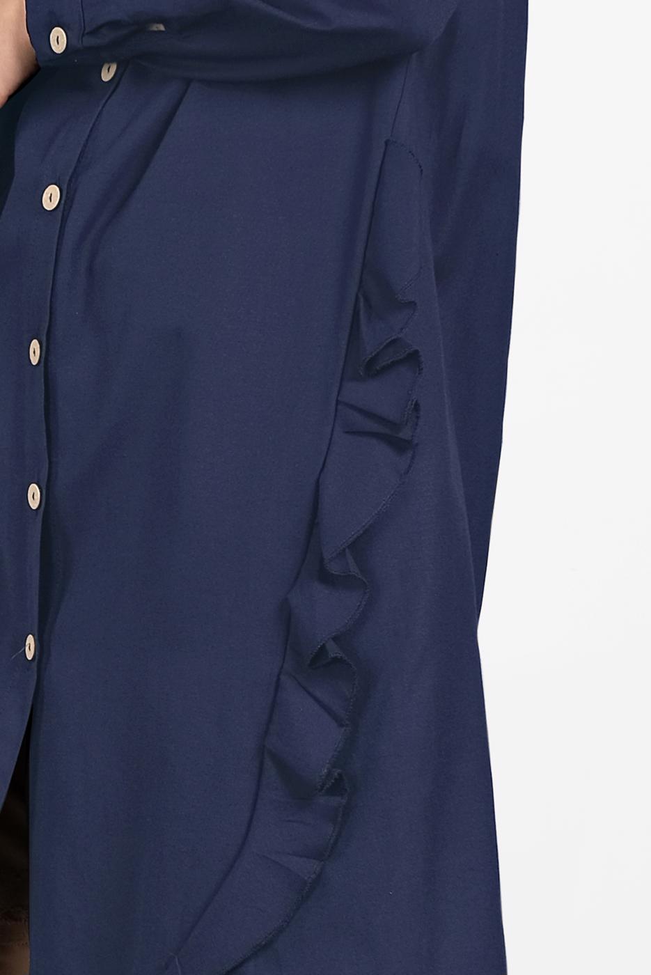 Tesettür giyim LACİVERT FIRFIR DETAYLI DÜĞMELİ TUNİK 0945