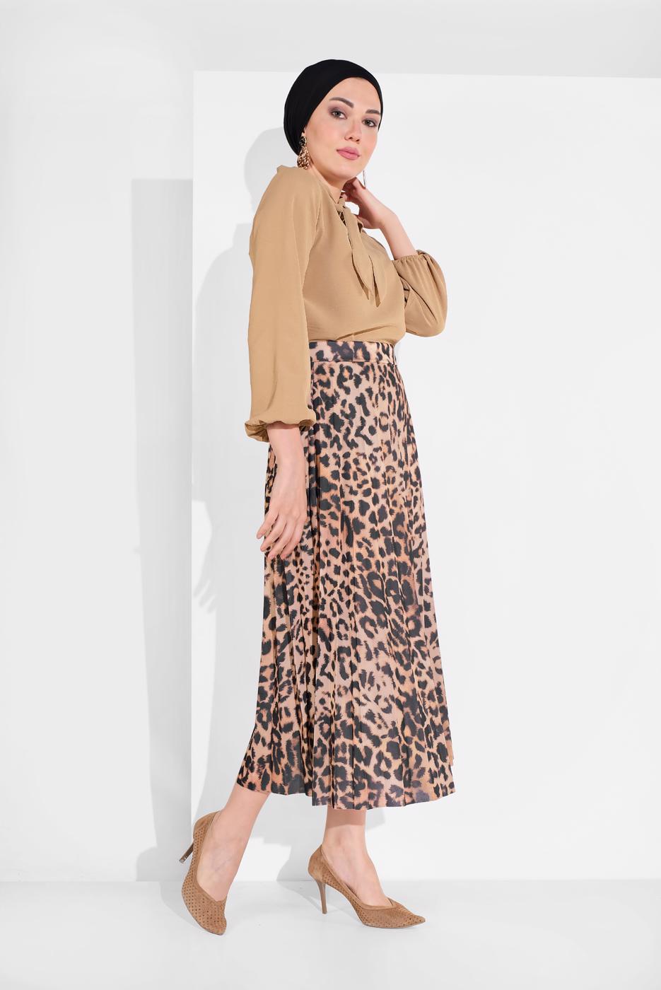 Vêtements hijab BEIGE TUNIQUE À COL NOUÉ 1091