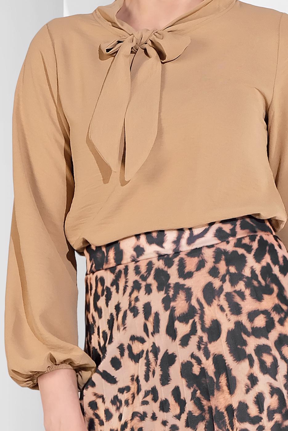 Vêtements hijab BEIGE TUNIQUE À COL NOUÉ 1091