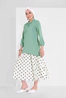 Vêtements hijab VERT TUNIQUE À COL NOUÉ 1091