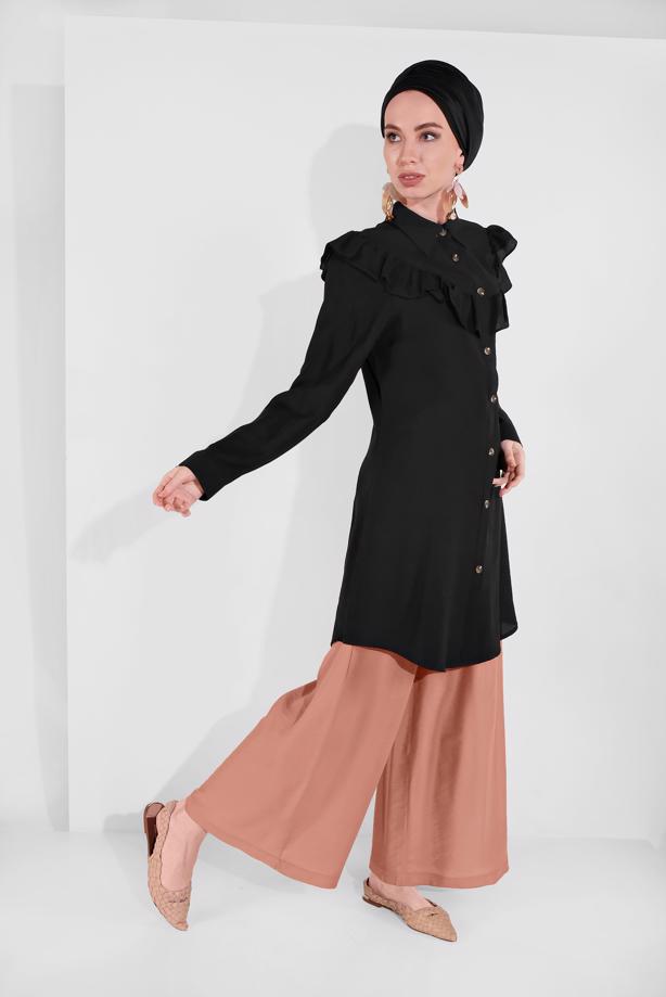 Tesettür giyim  FIRFIRLI DÜĞMELİ TUNİK 1225  - TRENDTESETTÜR