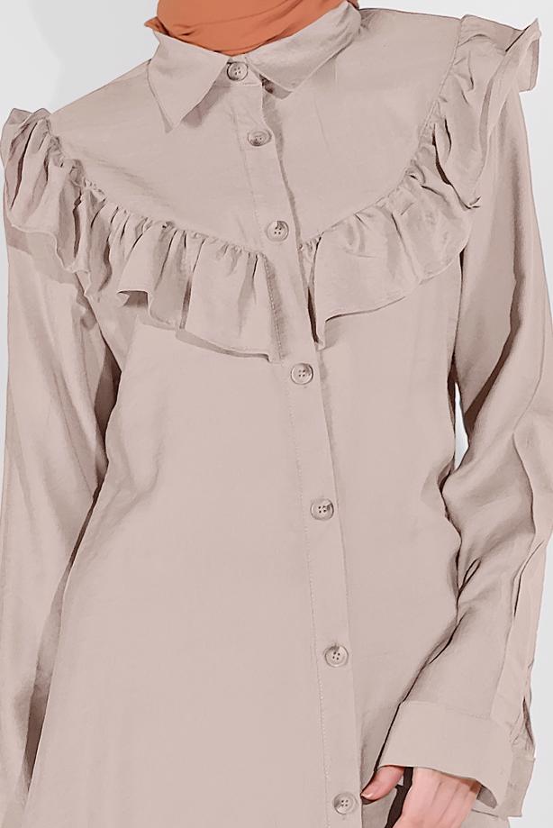 Tesettür giyim  FIRFIRLI DÜĞMELİ TUNİK 1225  - TRENDTESETTÜR