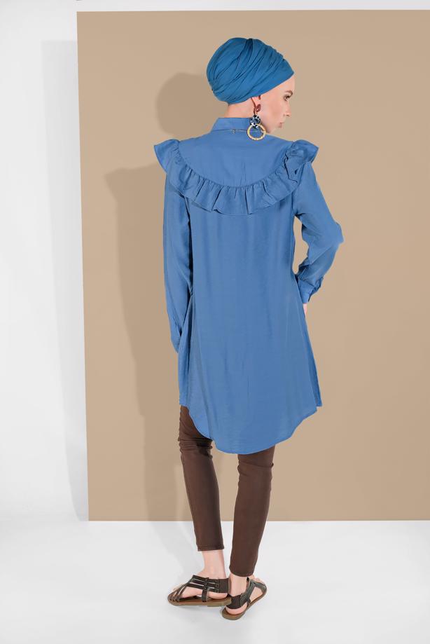 Hijab clothing  RUFFLED BUTTONED TUNIC 1225 - TRENDTESETTÜR