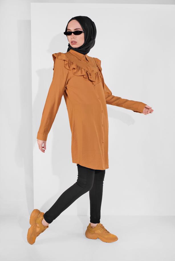 Tesettür giyim  FIRFIRLI DÜĞMELİ TUNİK 1225  - TRENDTESETTÜR