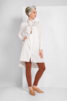 Hijab clothing ECRU ASYMMETRICAL BUTTON TRIMMED TUNIC 1311