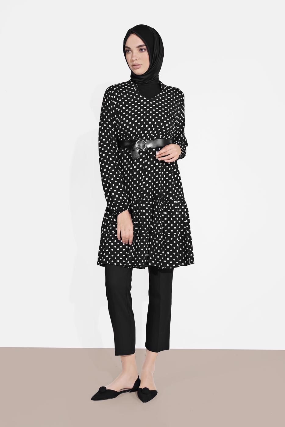 Hijab clothing BLACK POLKADOT TUNIC 1491
