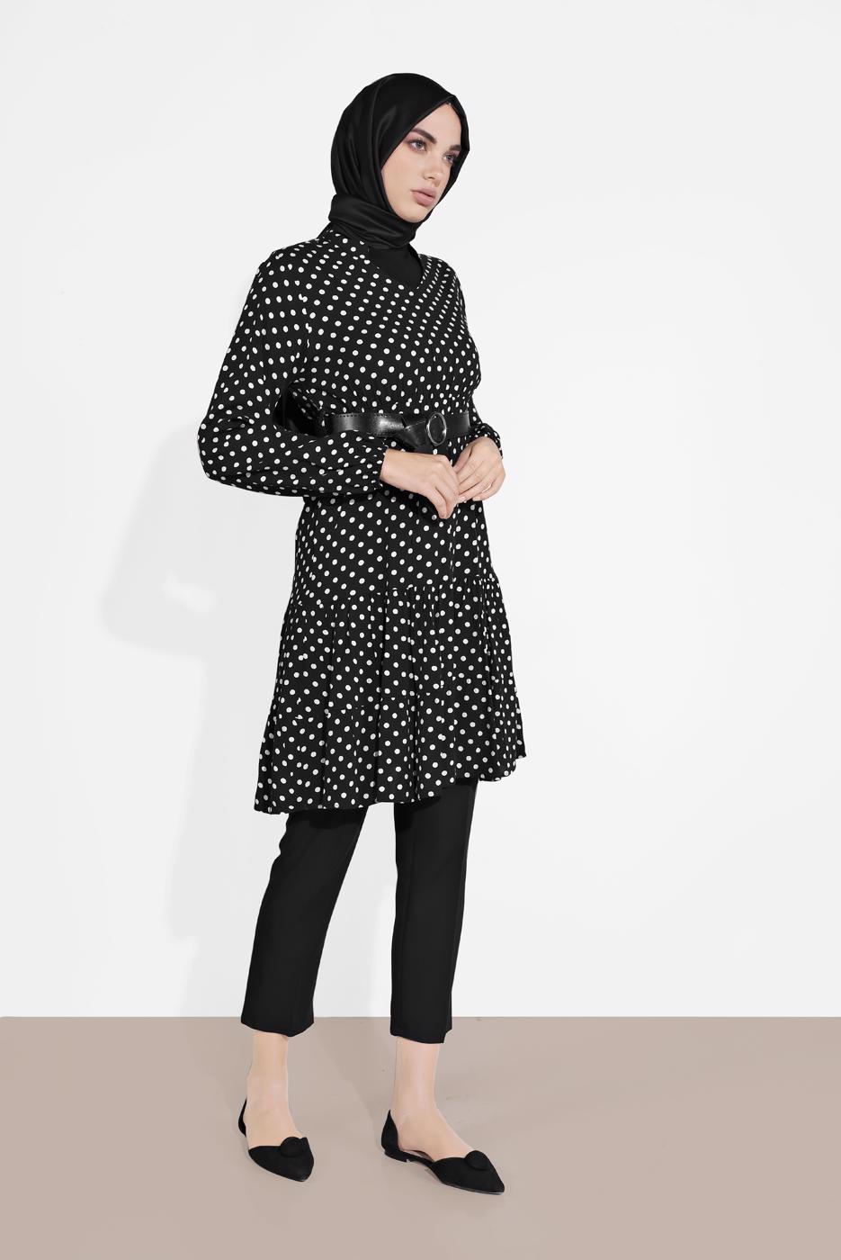 Hijab clothing BLACK POLKADOT TUNIC 1491