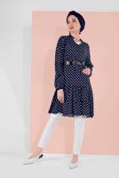 Hijab clothing NAVY BLUE POLKADOT TUNIC 1491