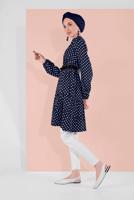Hijab clothing NAVY BLUE POLKADOT TUNIC 1491