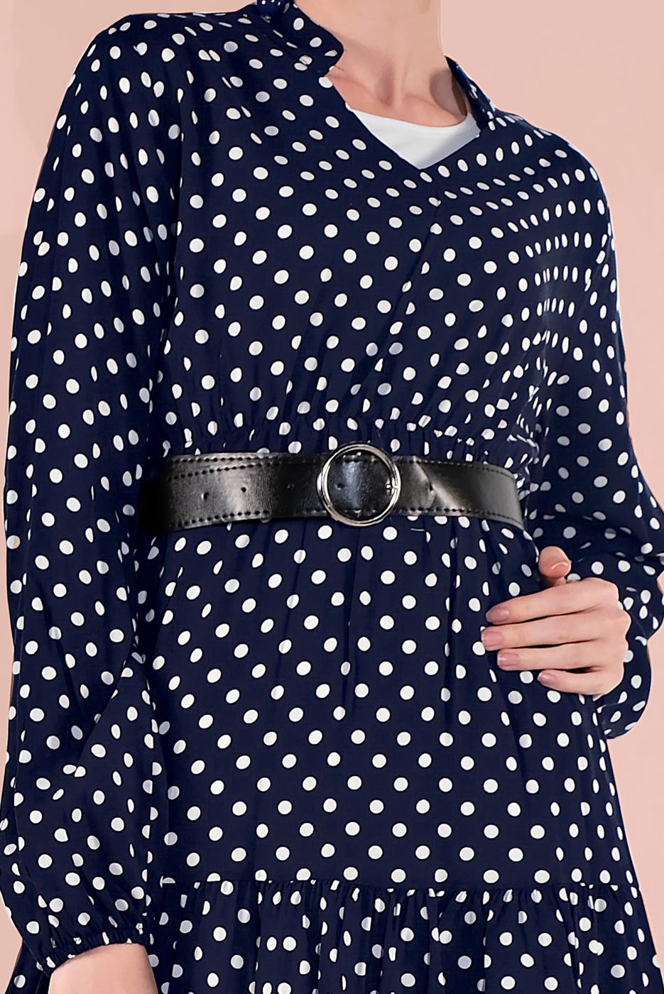 Hijab clothing NAVY BLUE POLKADOT TUNIC 1491