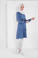 Hijab clothing NAVY BLUE POLKADOT TUNIC 1491