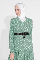 Vêtements hijab VERT TUNIQUE EN PIED-DE-POULE 1491 