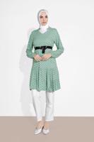 Vêtements hijab VERT TUNIQUE EN PIED-DE-POULE 1491 