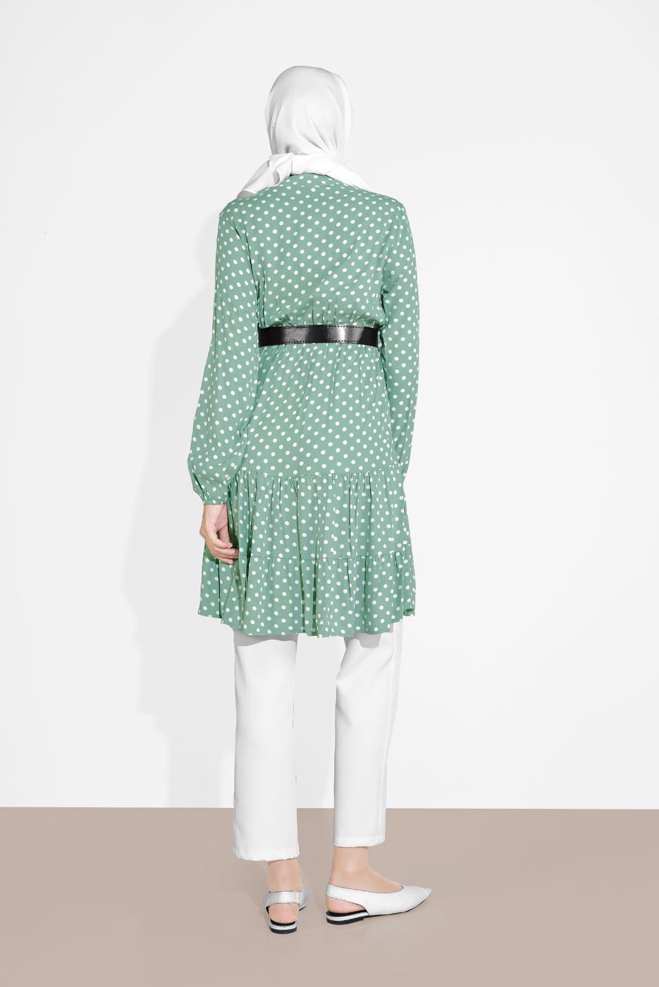 Vêtements hijab VERT TUNIQUE EN PIED-DE-POULE 1491 